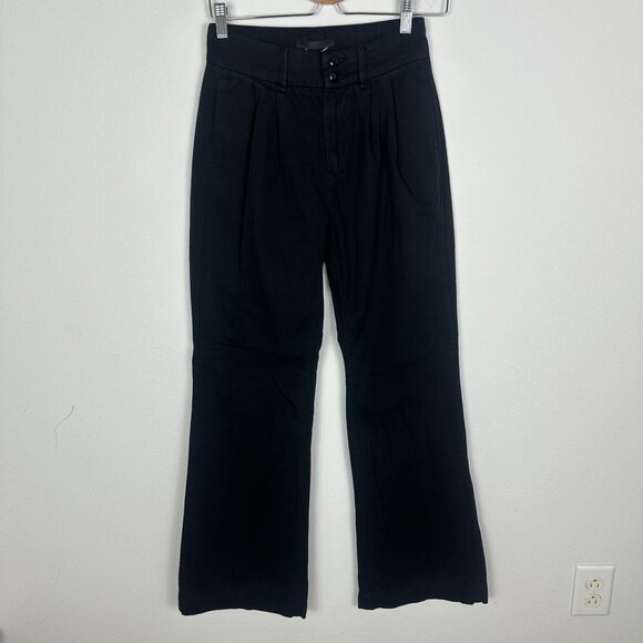 Paige High Rise Wide Leg Trouser Pants 26 Minimalist Contemporary Office Basic - Picture 1 of 9